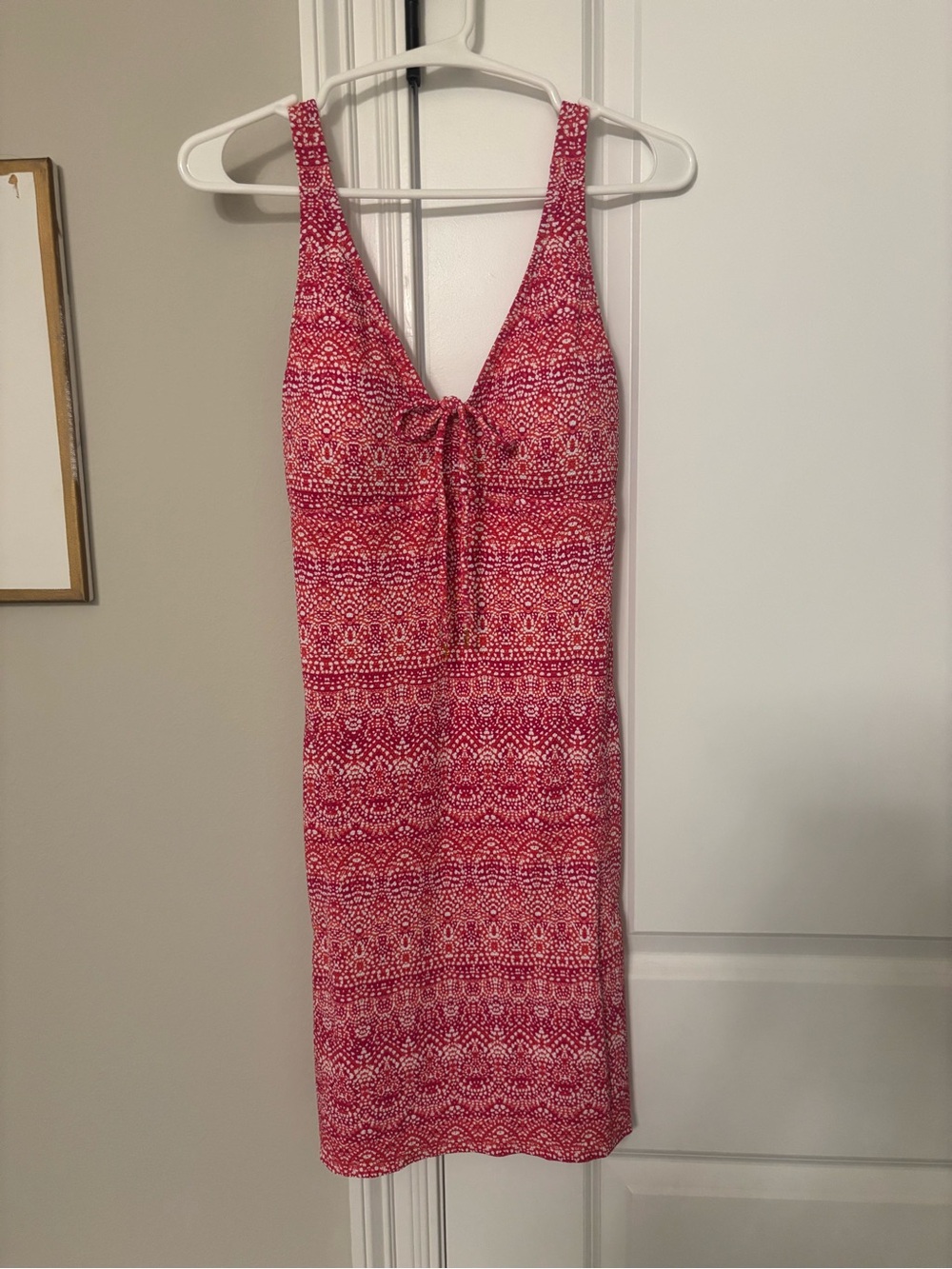 Tommy Bahama Red-Pink Patterned Tie-Front Mini Dress